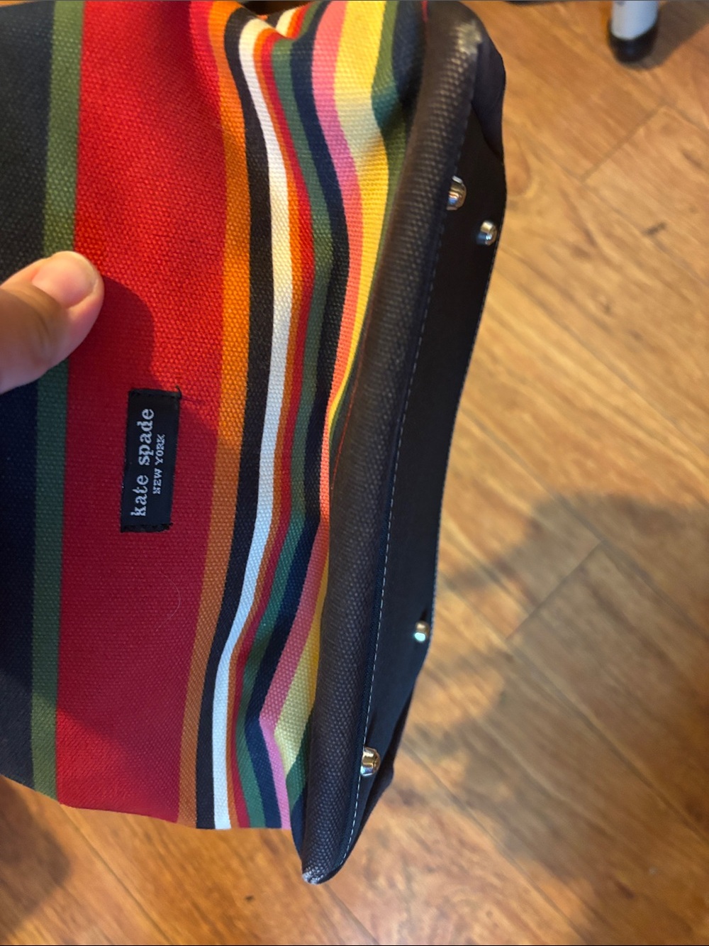 kate spade Multicolor Striped Canvas Tote - with flaw - Picture 9 of 11